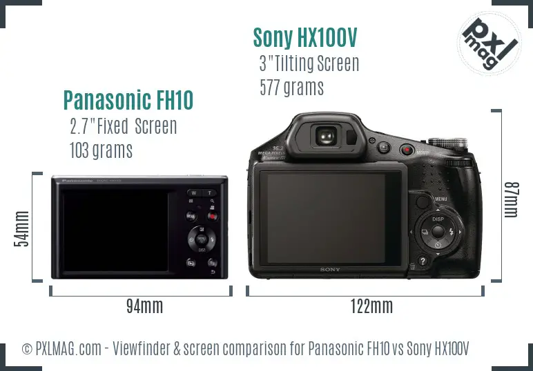 Panasonic FH10 vs Sony HX100V Screen and Viewfinder comparison