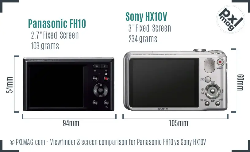 Panasonic FH10 vs Sony HX10V Screen and Viewfinder comparison