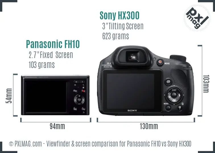 Panasonic FH10 vs Sony HX300 Screen and Viewfinder comparison