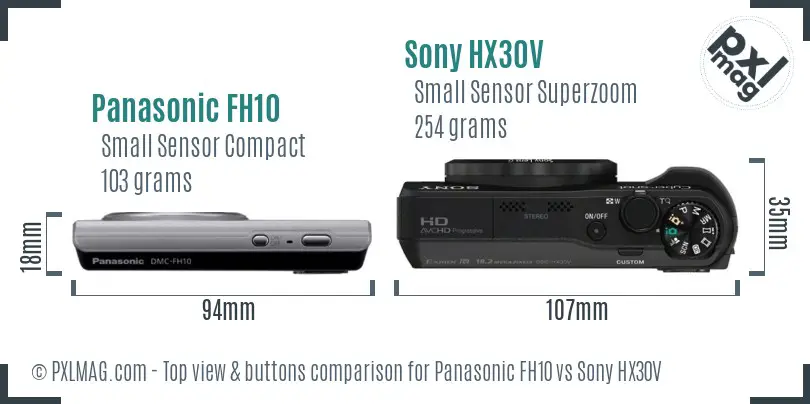 Panasonic FH10 vs Sony HX30V top view buttons comparison