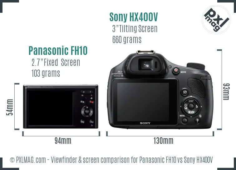 Panasonic FH10 vs Sony HX400V Screen and Viewfinder comparison