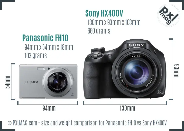 Panasonic FH10 vs Sony HX400V size comparison