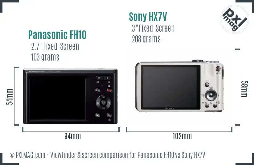 Panasonic FH10 vs Sony HX7V Screen and Viewfinder comparison