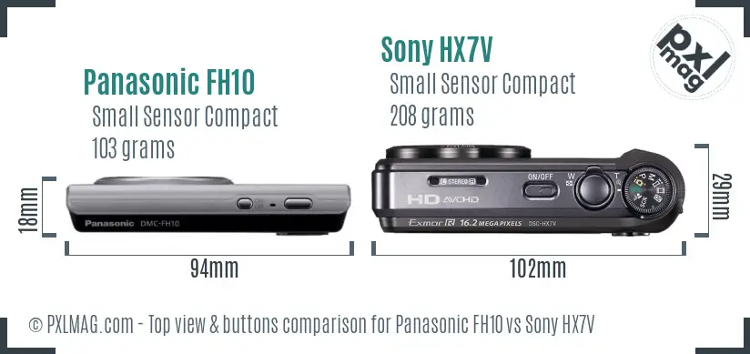 Panasonic FH10 vs Sony HX7V top view buttons comparison