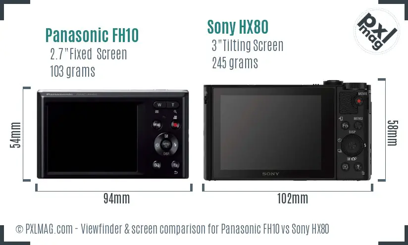 Panasonic FH10 vs Sony HX80 Screen and Viewfinder comparison