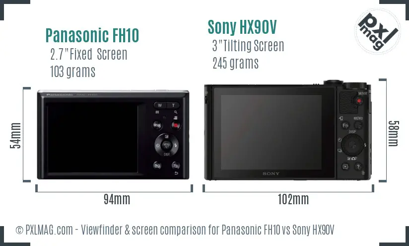 Panasonic FH10 vs Sony HX90V Screen and Viewfinder comparison