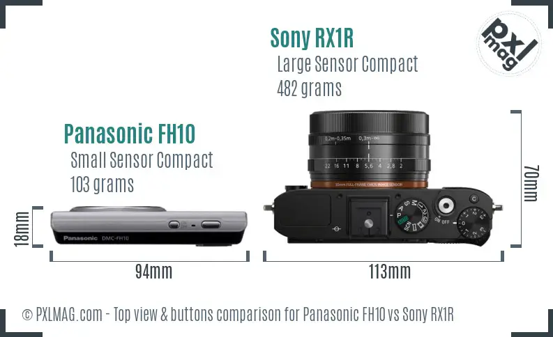 Panasonic FH10 vs Sony RX1R top view buttons comparison