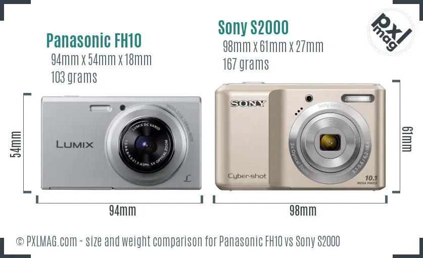 Panasonic FH10 vs Sony S2000 size comparison