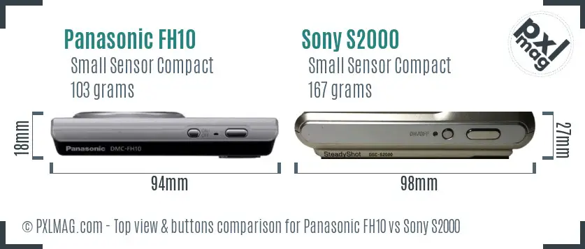 Panasonic FH10 vs Sony S2000 top view buttons comparison