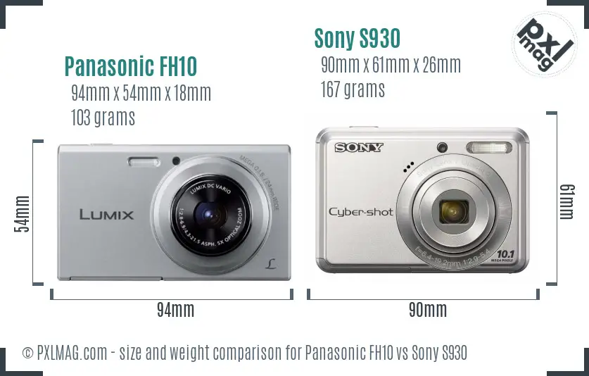 Panasonic FH10 vs Sony S930 size comparison