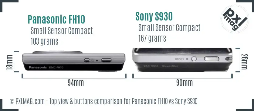 Panasonic FH10 vs Sony S930 top view buttons comparison