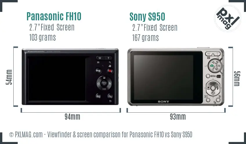 Panasonic FH10 vs Sony S950 Screen and Viewfinder comparison