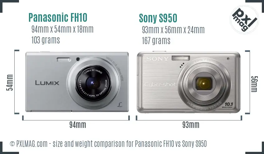 Panasonic FH10 vs Sony S950 size comparison