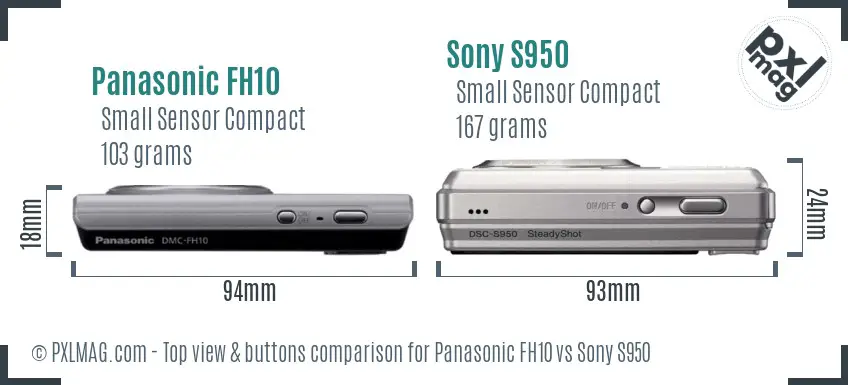 Panasonic FH10 vs Sony S950 top view buttons comparison