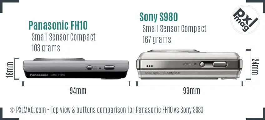 Panasonic FH10 vs Sony S980 top view buttons comparison