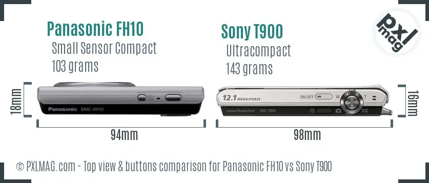 Panasonic FH10 vs Sony T900 top view buttons comparison