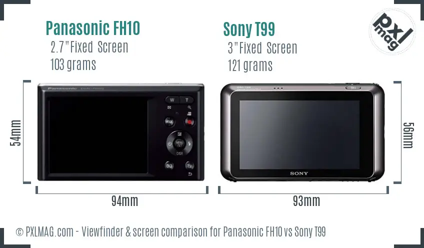 Panasonic FH10 vs Sony T99 Screen and Viewfinder comparison