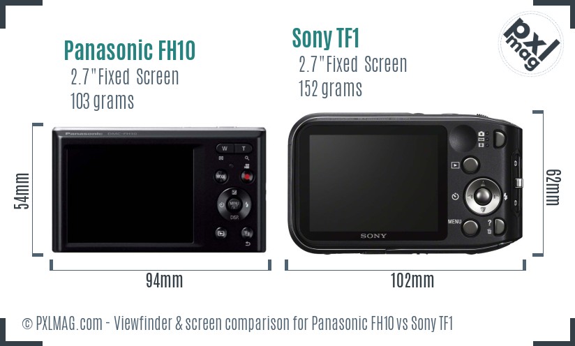 Panasonic FH10 vs Sony TF1 Screen and Viewfinder comparison