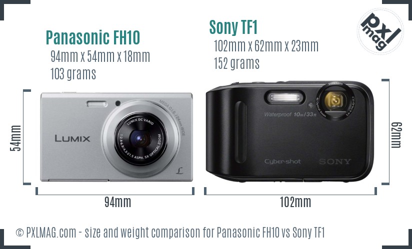 Panasonic FH10 vs Sony TF1 size comparison