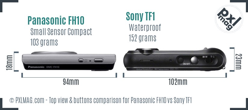 Panasonic FH10 vs Sony TF1 top view buttons comparison