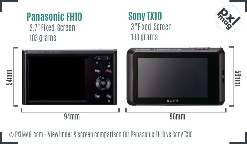 Panasonic FH10 vs Sony TX10 Screen and Viewfinder comparison