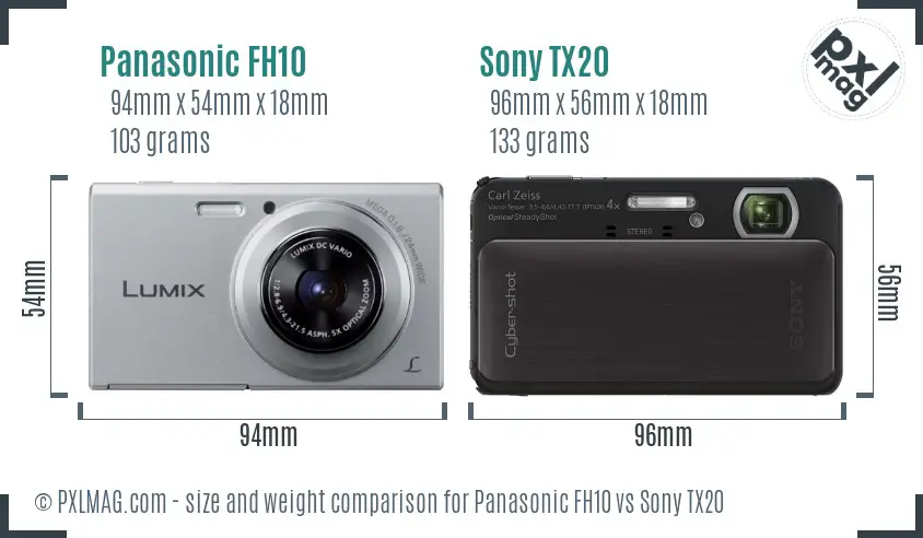 Panasonic FH10 vs Sony TX20 size comparison