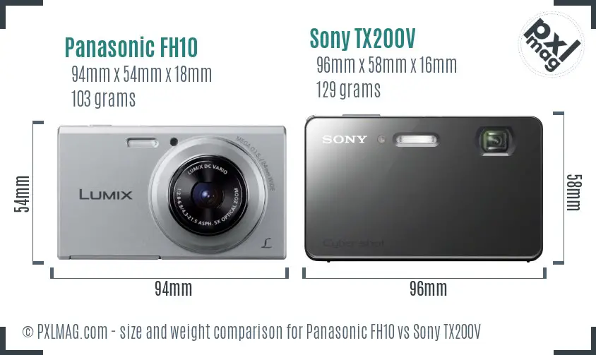 Panasonic FH10 vs Sony TX200V size comparison