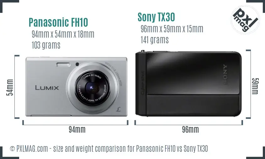 Panasonic FH10 vs Sony TX30 size comparison