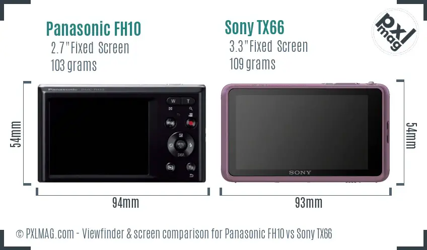 Panasonic FH10 vs Sony TX66 Screen and Viewfinder comparison