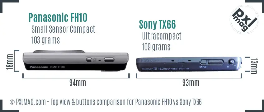Panasonic FH10 vs Sony TX66 top view buttons comparison