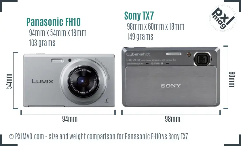 Panasonic FH10 vs Sony TX7 size comparison