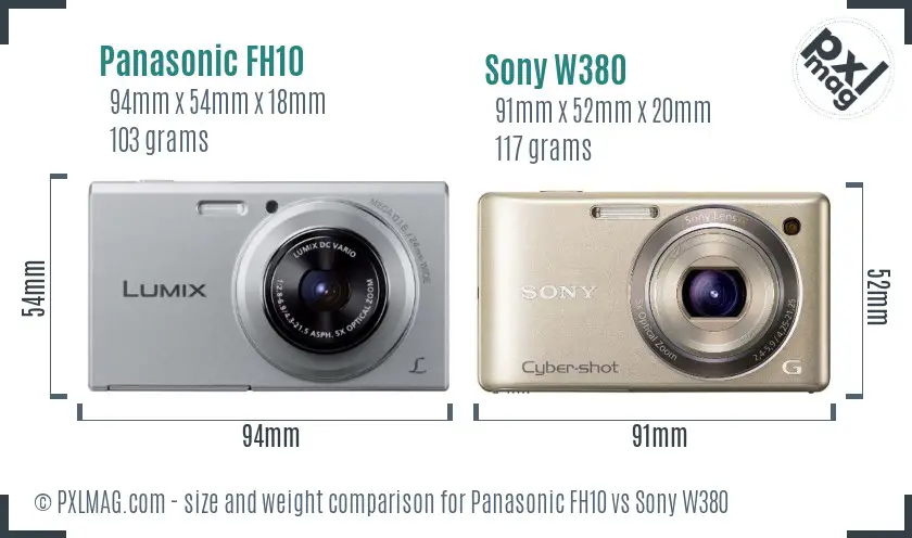 Panasonic FH10 vs Sony W380 size comparison Panasonic FH10 vs Sony W380 size comparison