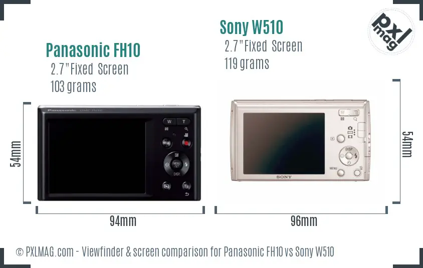 Panasonic FH10 vs Sony W510 Screen and Viewfinder comparison