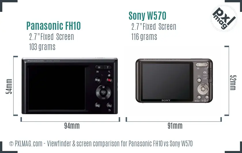 Panasonic FH10 vs Sony W570 Screen and Viewfinder comparison