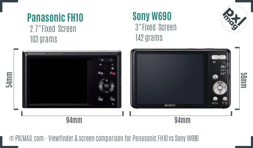 Panasonic FH10 vs Sony W690 Screen and Viewfinder comparison