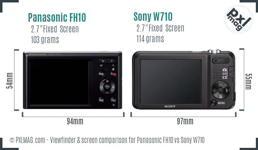 Panasonic FH10 vs Sony W710 Screen and Viewfinder comparison