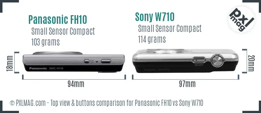 Panasonic FH10 vs Sony W710 top view buttons comparison