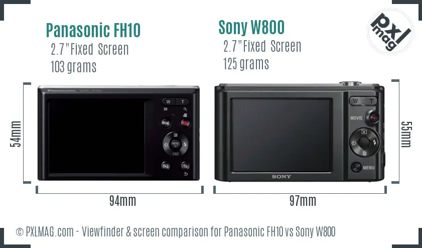 Panasonic FH10 vs Sony W800 Screen and Viewfinder comparison