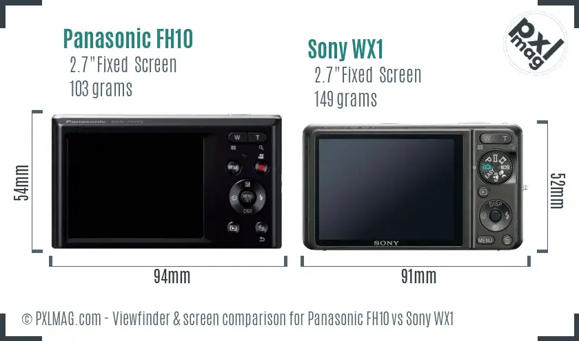 Panasonic FH10 vs Sony WX1 Screen and Viewfinder comparison