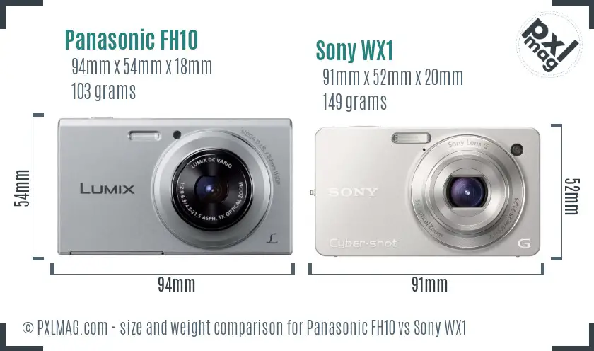 Panasonic FH10 vs Sony WX1 size comparison