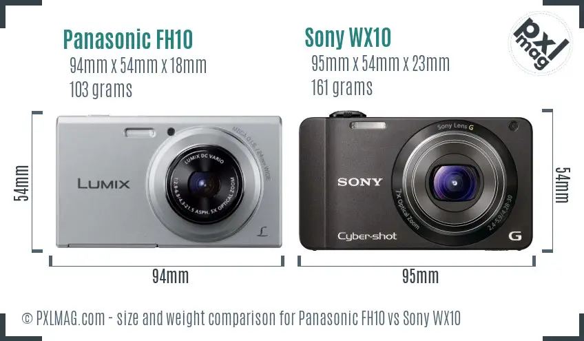 Panasonic FH10 vs Sony WX10 size comparison
