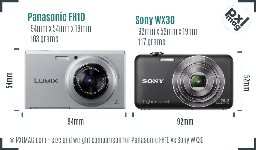 Panasonic FH10 vs Sony WX30 size comparison