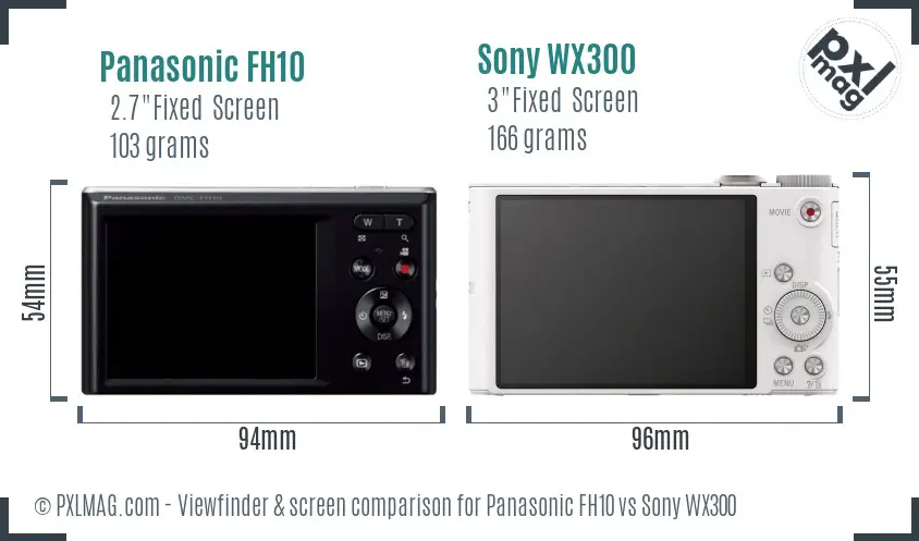 Panasonic FH10 vs Sony WX300 Screen and Viewfinder comparison