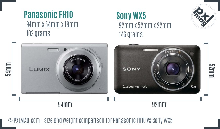 Panasonic FH10 vs Sony WX5 size comparison