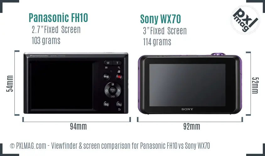 Panasonic FH10 vs Sony WX70 Screen and Viewfinder comparison Panasonic FH10 vs Sony WX70 Screen and Viewfinder comparison