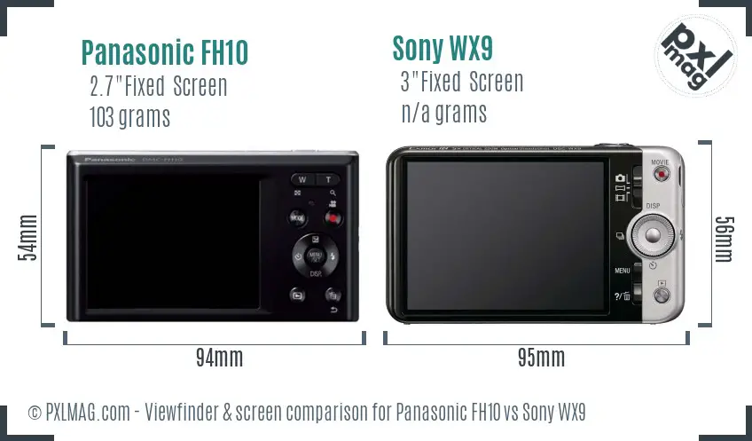 Panasonic FH10 vs Sony WX9 Screen and Viewfinder comparison