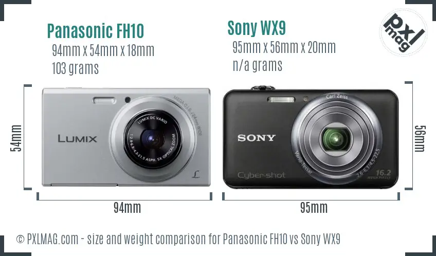 Panasonic FH10 vs Sony WX9 size comparison