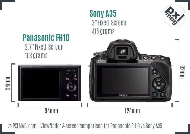 Panasonic FH10 vs Sony A35 Screen and Viewfinder comparison