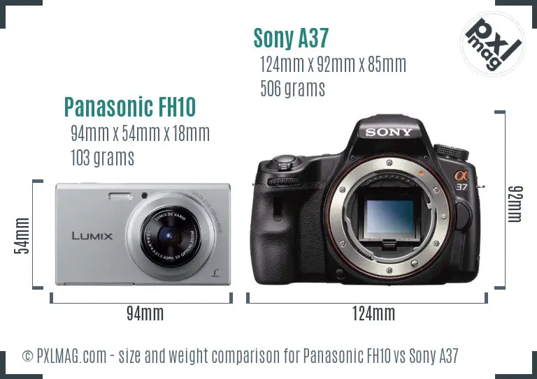 Panasonic FH10 vs Sony A37 size comparison
