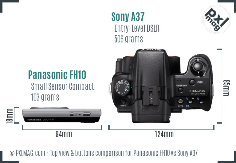 Panasonic FH10 vs Sony A37 top view buttons comparison